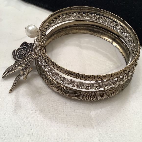 Boho Bangle Set Of Six With Charms - Picture 2 of 6